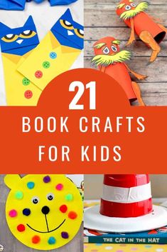 books and crafts for kids with the title 21 book crafts for kids