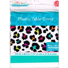 an image of a plastic table cover with leopard print on the front and back side