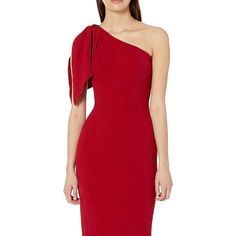 Dress The Population Women's Tiffany One Shoulder Bow Detail Midi Sheath Dress L Elegant Red Bodycon Dress With Asymmetrical Neckline, Red Fitted Dress With Asymmetrical Neckline, Red One-shoulder Midi Dress For Formal Events, Red One-shoulder Midi Dress For Formal Occasions, Red Fitted One-shoulder Midi Dress, Red One Shoulder Midi Dress For Formal Occasions, Red Sheath Dress For Evening, Red Sheath Dinner Dress, Red Sheath Dress For Dinner