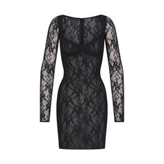 STRETCH LACE LINED LONG SLEEVE UNDERWIRE DRESS | ONYX Long Sleeve Lace Black Dress Short, Sheer Lace Dress Long Sleeve, Underwire Dress, Black Lace Long Sleeve Dress, Lace Long Sleeve Dress, Stretch Lace Dress, Lace Underwire, A Night To Remember, Form Fitting Dress