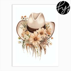 Fine art print using water-based inks on sustainably sourced cotton mix archival paper. • Available in multiple sizes • Trimmed with a 2cm / 1" border for framing • Available framed in white, black, and oak wooden frames. Tags: PJ-4905-577 Cowboy Hat With Flowers, Hat With Flowers, Flowers Tattoo, Cowgirl Hat, Cowgirl Hats, Christmas Theme, Cowboy Hat, Flower Tattoos, Cowgirl Boots