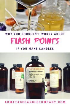 there are many different types of soaps on the table with text overlay that says, why you shouldn't worry about flash points if you make candles