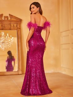 Product Code: LAWD8041 Embellishment: Sequin Fabric: 100% Polyester Back Style: Zipper Up Fully Lined: Yes Built-in Bra: Yes Available Color: Hot pink Stretch: Moderate Fits true to size Imported Model Information: Height: 5' 2" Bust: 34'' Waist: 25“ Hips: 35” wearing US size Small Hot Pink Evening Gown, Hot Pink Dress Formal, Hot Pink Sequin Dress, Mermaid Sequin Dress, Pink Evening Gowns, Pink Sequin Dress, Pink Evening Dress, Senior Prom Dresses, Sequin Dresses