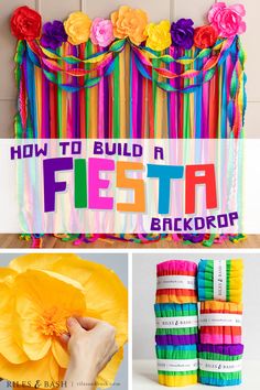 how to build a fiesta backdrop with paper flowers and streamers