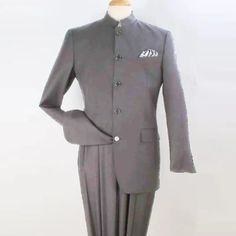 Stylish Design: 5-Button Mandarin/Banded Collar Suit With Round Bottom And Matching Pleated Pants. Comfortable Fit: Soft And Breathable Fabric Ensures All-Day Comfort. Versatile: Perfect For Any Special Occasion Or Business Event. This 5 Button Mandarin/Banded Collar Suit Is The Perfect Blend Of Style And Comfort. Crafted From A Soft And Breathable Fabric, This Suit Is Designed To Provide All-Day Comfort. The 5-Button Mandarin/Banded Collar And Round Bottom, Along With The Matching Pleated Pants Business Events, Pleated Pants, Mens Fashion Suits, Suit Fashion, Mandarin Collar, Blazer Suit, Mens Suits, Breathable Fabric, Light Grey