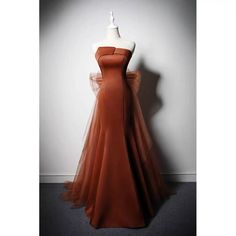 Prom Dress Brown, Satin Mermaid Prom Dress, Evening Gown Plus Size, Brown Mermaid, Strapless Mermaid Dress, Brown Evening Dresses, Mermaid Evening Gown, Strapless Prom Dresses, Look Plus Size