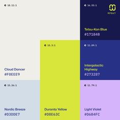 the color scheme for an iphone's phone is shown in blue, yellow and purple