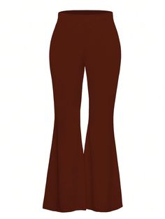 Plus Size Women Plain Casual Flared Pants Rust Brown    Fabric Plain Flare Leg Slight Stretch All Women Plus Clothing, size features are:Bust: ,Length: ,Sleeve Length: Elegant Dresses Long, Plus Size Pants, Brown Fabric, Flared Pants, Sleeves (women), Kids Sleepwear, Elegant Dress, Flare Pants, Colorful Leggings