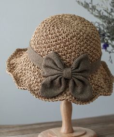 Handmade Khaki Bow Straw Woven Bucket HatMade of fine Straw Woven.Hat Circumference: 58cm/22.62". Matches easily with daily hairstyle, dresses & Shirts Bow Crochet, Ruffle Hat, Straw Bucket Hat, Woven Hat, Bucket Hat Summer, Hat With Bow, Summer Straw Hat, Style Français, Daily Hairstyles