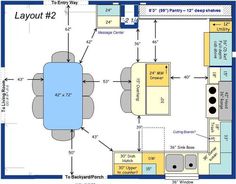 a kitchen floor plan showing the layout and measurements