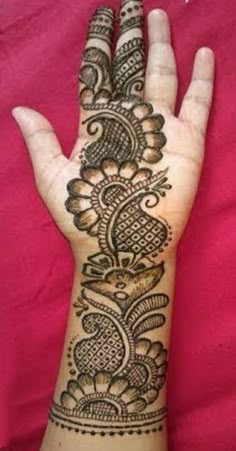 the hand is decorated with henna designs