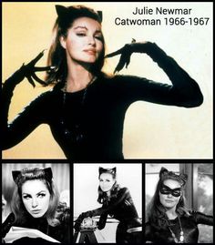 an image of a woman wearing catwoman costume in four different photos, including the caption's name