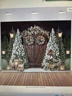 an image of a stage set with christmas decorations