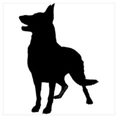 a black and white silhouette of a dog