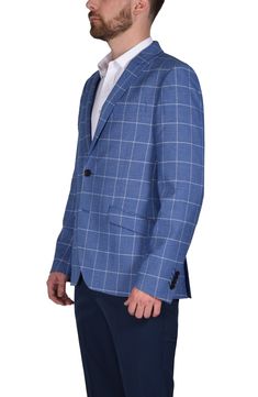 A rich windowpane print distinguishes this woven sport coat that'll make a dapper statement to top off any look. Two-button closure Notched lapels Chest welt pocket; front flap welt pockets 75% polyester, 25% rayon Dry clean Imported Capsule Wardrobe Men, Wardrobe Men, Savile Row, Notch Collar, Business Casual Men, Sports Blazer, Short Suit, Suit Shop, Jogger Jeans