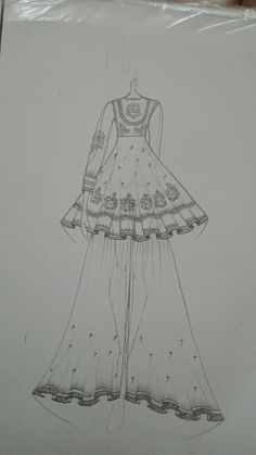 a drawing of a dress with long sleeves