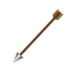 an arrow with a wooden handle and metal tip is shown on a white background in this image