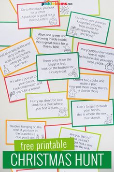 printable christmas hunt for kids to help them learn how to use the wording