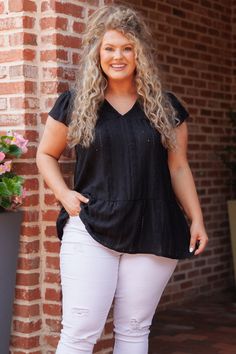 We know you will love this adorable top! This top in black is sure to turn heads with its unique lace detailing and flutter sleeves, making it a wardrobe essential! With its neutral color and modern design, this top is perfect for any occasion! 95% Polyester, 5% Spandex Chic Tops With Lace Trim And Flutter Sleeves, Chic Lace Top With Ruffle Sleeves, Black Flutter Sleeve Tops For Spring, Casual Flutter Sleeve Tops For Night Out, Casual Black Top With Flutter Sleeves, Chic Black Flutter Sleeve Tops, Off Shoulder Dresses, Midi Dress Party, Model Fits