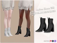 two different styles of boots with high heeled shoes on the bottom, and an image of