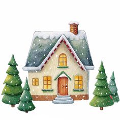 Winter House Clipart House With Snow, Love Themes, Winter Designs, Winter Clipart, Winter Illustration, Cozy Accessories, Winter Images