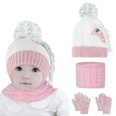 a baby wearing a hat, mittens and gloves