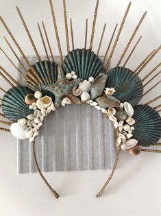 Sea Shell Crowns, Siren Crown Diy, Mermaid Tiara Diy, Aquarius Party Theme, Diy Shell Crown, Sea Headpiece, Karneval Kostum, Mermaid Crown Diy