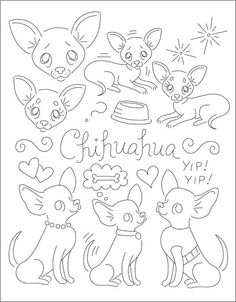 an animal coloring page with the words chihuahua and other animals