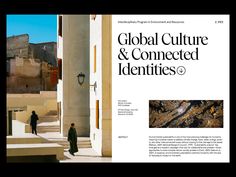 an article about the global architecture and connected identity in europe, with two people walking up some steps