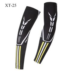 a pair of black and yellow knee sleeves