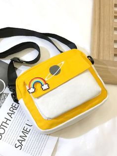 Bag For Love - Colorblock Cartoon Decor Square Bag - Women Crossbody Product Description Color Yellow Strap Type Adjustable Pattern Type Plain Style Preppy Bag Size Mini Quantity 1 piece Details Embroidery Magnetic No Type Square Bag Composition 100% Cotton Material Canvas Size Chart INCH CM Size Bag Width Bag Height Bag Length Strap Length one-size 2.4 5.9 7.5 45.3 Size Bag Width Bag Height Bag Length Strap Length one-size 6 15 19 115 Similar Products h2 { text-align: center; } .red-box { width Trendy White Color Block Shoulder Bag, White Square Canvas Bag For School, White Patchwork Travel Bag, Daily Use White Color Block Shoulder Bag, White Color Block Shoulder Bag For Daily Use, White Patchwork Shoulder Bag For Everyday Use, White Color Block Rectangular Bag, White Color Block Travel Bag, White Color Block Rectangular Shoulder Bag