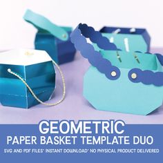 geometric paper basket template duo - svg and printables included no physical product delivered