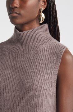 Embrace sweater weather with none of the bulk in this ribbed dress topped with a cozy mock neck and knit from a blend of soft wool and cashmere yarns. 45" length (size Medium) Slips on over head Mock neck Sleeveless Unlined 70% wool, 30% cashmere Dry clean Imported Sleeveless Ribbed Sweater For Fall, Ribbed Turtleneck Sweater Vest For Fall, High Neck Ribbed Sweater Vest For Fall, Ribbed High Neck Sweater Vest For Fall, Elegant High Neck Sweater Vest For Fall, Winter Ribbed Sweater Vest For Layering, Winter Ribbed Turtleneck Sweater Vest, Ribbed Sweater Vest For Winter Layering, Ribbed Turtleneck Sweater Vest For Winter