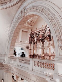 the interior of a large building with ornate architecture