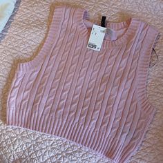 Super Cute Pink Vest Never Worn! Says M But I Think It's More Of A Small H&m Pink Sleeveless Top, H&m Sleeveless Crop Top Casual, H&m Sleeveless Casual Crop Top, Casual Sleeveless Crop Top From H&m, Casual Sleeveless H&m Crop Top, New York Sweatshirt, Girly Fits, Hm Sweater, Pink Vest