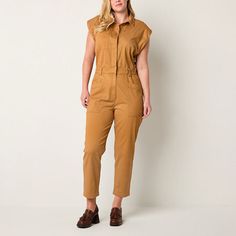 Crafted from comfortable stretch-cotton twill, this a.n.a women's jumpsuit is a versatile easy-to-wear style to wear to the office or to hangout with friends. It has a spread collar, multiple pockets and a belted waist to define your silhouette. Wear it with your favorite heels.Features: BeltedClosure Type: Zipper, ButtonNeckline: Collar NeckPockets: 1 Chest Slip Pocket, 2 Front Slip Pockets, 2 Back Slip PocketsSleeve Length: SleevelessFiber Content: 98% Cotton, 2% SpandexFabric Description: Twi Women's Jumpsuit, Belted Jumpsuit, Stretch Cotton, Ankle Length, Brown Sugar, Jumpsuits For Women, Cotton Twill, Cute Outfits, Jumpsuit