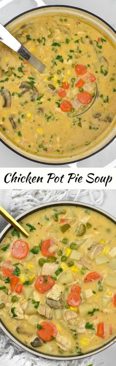 My easy Chicken Pot Pie Soup is a great dish for chilly winter nights, especially served with flaky biscuits to replicate those pot pie vibes.