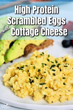 high protein scrambled eggs with cottage cheese on a plate