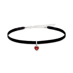 Ross-Simons - 1.90ct Garnet Heart Choker Necklace, Silver, Black Velvet Cord. 13". Stay on top of the trends with this well-priced statement! Our choker necklace suspends a deep 1.90 carat heart-shaped garnet from a bold black velvet cord and can be worked into your layers or shown off on its own. Finishes with a sterling silver lobster clasp with a 3" extender. Garnet choker necklace. Garnet birthstones are the perfect gift for January birthdays. Black Velvet Choker Necklace, Garnet Heart, Velvet Choker Necklaces, Garnet Birthstone, Pendant Choker Necklace, Heart Choker Necklace, Black Velvet Choker, Black Choker Necklace, Pendant Choker