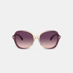 The bigger the better. With a striking rounded geometric silhouette these oversized sunglasses make a bold statement. Finished with full UV protection lenses our iconic Coach hangtag wraps around the temple for a heritage touch. | Coach Wrap Around Hangtag Oversized Geometric Round Sunglasses - Women's - Purple/beige Gradient Modern Coach Sunglasses With Uv Protection, Modern Coach Sunglasses With Mirrored Lenses, Summer Coach Sunglasses With Tinted Lenses, Coach Sunglasses With Tinted Lenses For Summer, Chic Coach Sunglasses With Uv Protection, Coach Modern Sunglasses With Mirrored Lenses, Coach Sunglasses With Gradient Lenses For Summer, Coach Polarized Sunglasses For Summer, Chic Coach Sunglasses With Tinted Lenses