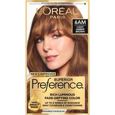 Preference’s Superior Fade-Defying Color & Shine system creates luminous, lit-from-within color, with natural-looking highs & lows, and beautiful gray coverage. With up to 8 weeks of fade-defying color, rich, long-lasting color shines from every strand and resists fading or turning brassy week after week. The kit also includes a color protective Color and Shine Conditioner formulated with Golden Camelina Oil, Anti-Oxidant Vitamin E and UV filter to help keep first day color vibrancy and silky, r Light Amber Brown Hair, Dark Brown Hair Extensions, Golden Brown Hair Color, Gel Hair, Covering Gray Hair, At Home Hair Color, Hair Dyes, Temporary Hair Color, Amber Brown