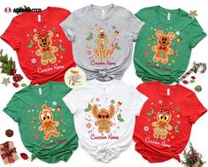 Disney Christmas Shirt, Disney Gingerbread Shirt Disney Christmas T-shirt For Fan Events, Disney Holiday Crew Neck T-shirt, Holiday Disney Crew Neck T-shirt, Disney Crew Neck T-shirt For Holiday, Disney Christmas Holiday Tops, Disney Christmas Holiday Top, Christmas Disney Holiday Top, Disney Gingerbread, Gingerbread Shirt