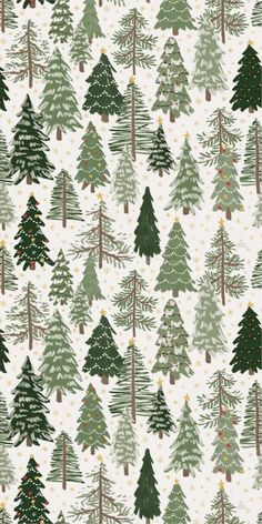 a christmas tree pattern on white paper with green and red trees in the background,