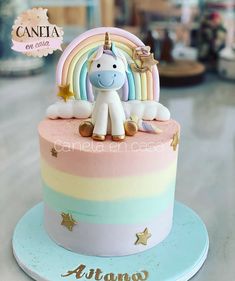 there is a cake with a unicorn on it