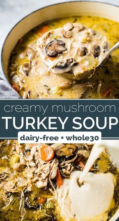 creamy mushroom turkey soup is an easy and delicious dinner that's ready in under 30 minutes