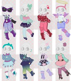 an image of cartoon dolls in different outfits