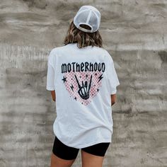 Motherhood pocket tee - but make it punk! Printed with ink on our white Comfort Colors unisex fitted pocket tee. 100% cotton. Size up for an oversized fit! White Oversized Punk T-shirt, White Distressed Tops For Concert, White Relaxed Fit Punk T-shirt, White Loose T-shirt For Concert, Oversized White T-shirt For Concert, White Oversized Edgy T-shirt, Edgy Oversized White T-shirt, White Comforter, Pocket Tee