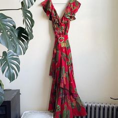 Size Xs Tropical Vacation Vibes. Has A Beautiful Bamboo Belt That Comes With It Too. Worn Once On A Vacation Forest Birds, Red Forest, Vacation Vibes, Tropical Vacation, Farm Rio, Belted Dress, Dresses Xs, Forest, Birds