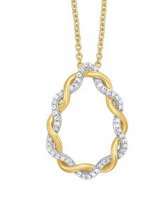 1/6cttw Diamond Twist Pendant, 10k Yellow and White Gold, 18" Chain 49 Diamonds Circle Diamond Necklace, Diamond Circle Necklace, Skull Cake, Pendant Earring, Jewelry Pendants, Luxury Jewellery, Circle Diamond, Pendant Earrings, Diamond Pendant