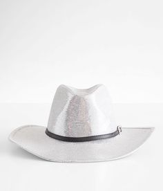 "San Diego Hat Company Glitter Cowboy Hat - Grey , Women's Black Banded western hat Interior cinch tie band 3 1/2" brim One size fits most. 100% Polyester. Spot clean only. Apparel & Accessories > Clothing Accessories > Hats" Silver Brimmed Hat For Rodeo, Silver Hat With Curved Brim For Rodeo, Silver Curved Brim Hat For Rodeo, Silver Adjustable Hat For Rodeo, Western Style Top Hat With Curved Brim For Party, Silver Western Hat Band For Rodeo, Western Style Party Top Hat With Curved Brim, Western Style Curved Brim Top Hat For Party, Western Style Fedora For Party